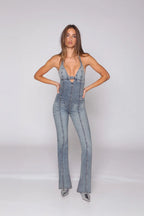 Jeansowy kombinezon w stylu utility