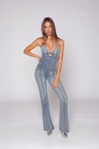Jeansowy kombinezon w stylu utility